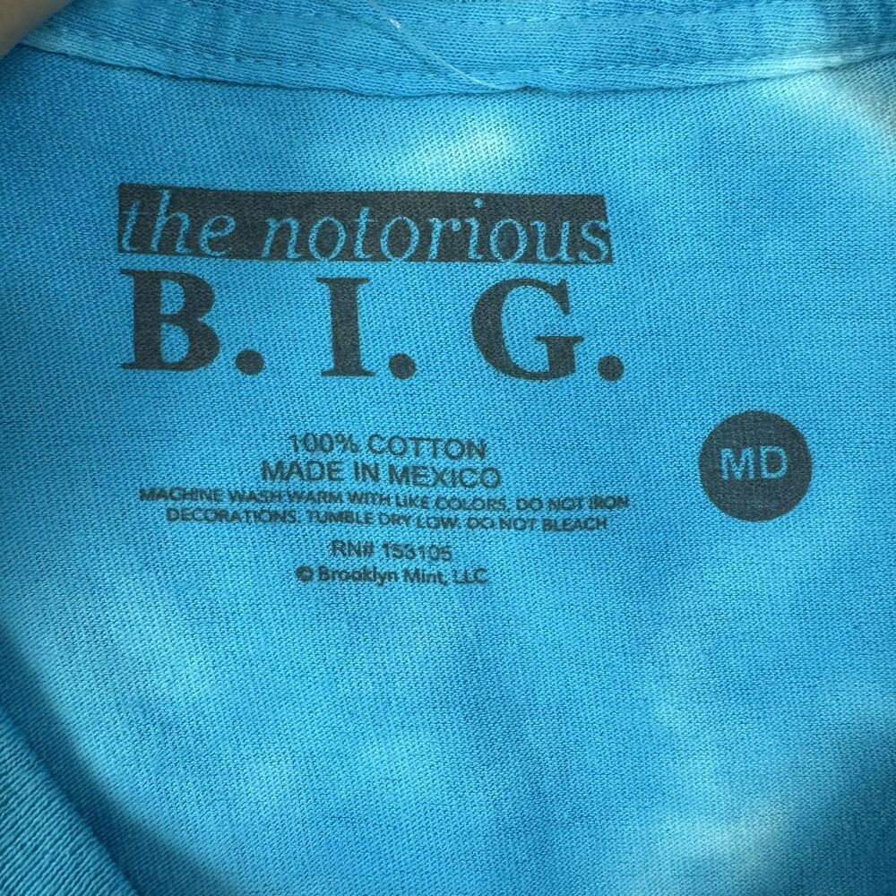Biggie Smalls Shirt Mens Medium Blue Tie Dye Mo Money Mo Problems Rap Hip Hop - Picture 3 of 8
